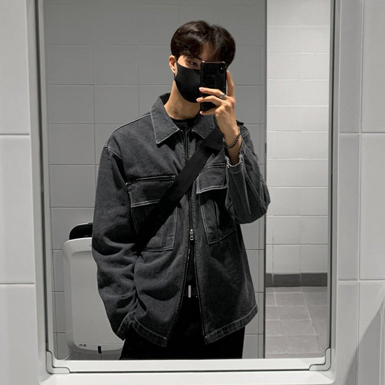 韓国ファッション SELCA-Zipper denim jacket-mselca2023aw1020-04