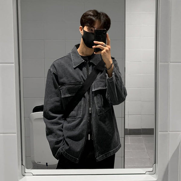 韓国ファッション SELCA-Zipper denim jacket-mselca2023aw1020-04