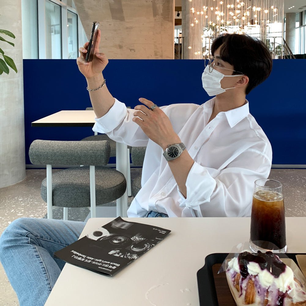韓国ファッション SELCA-Casual plain shirt-mselca2023aw121-04