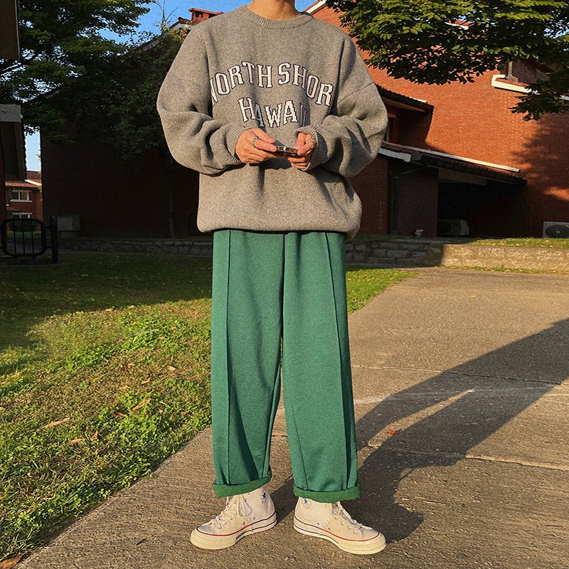 韓国ファッション SELCA-Center Press GREEN Sweat Pants-mselca2023aw150-01