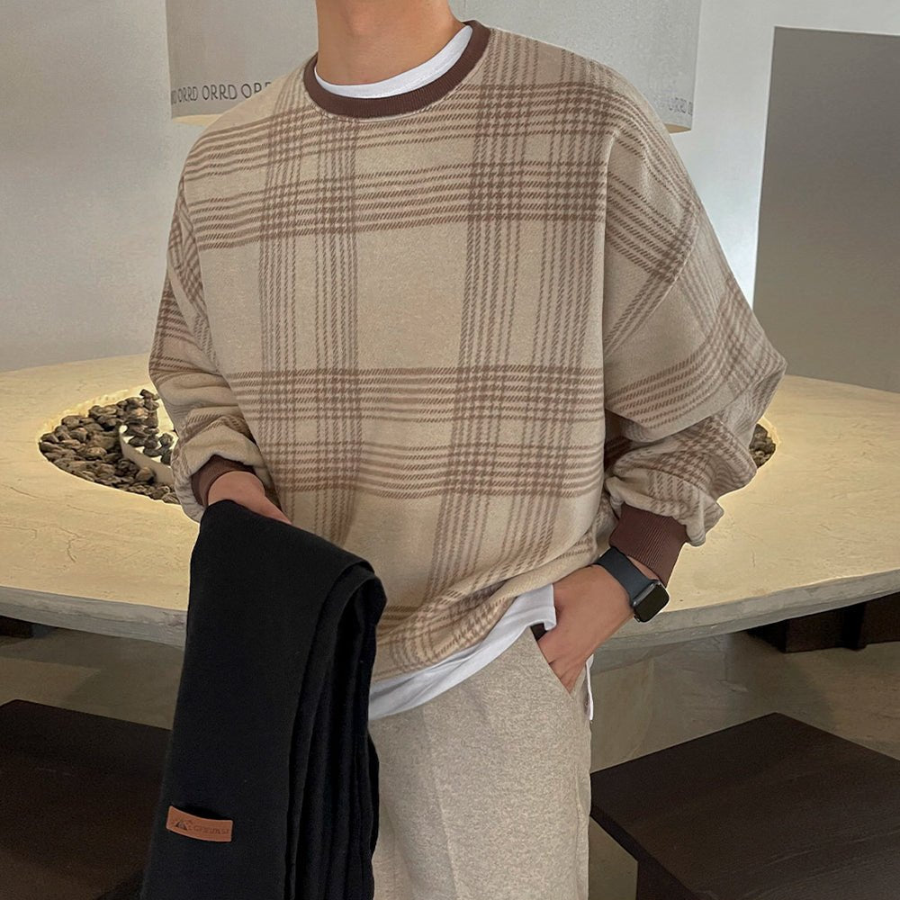 韓国ファッション SELCA-Check -sweat T -shirt-mselca2023aw153-04