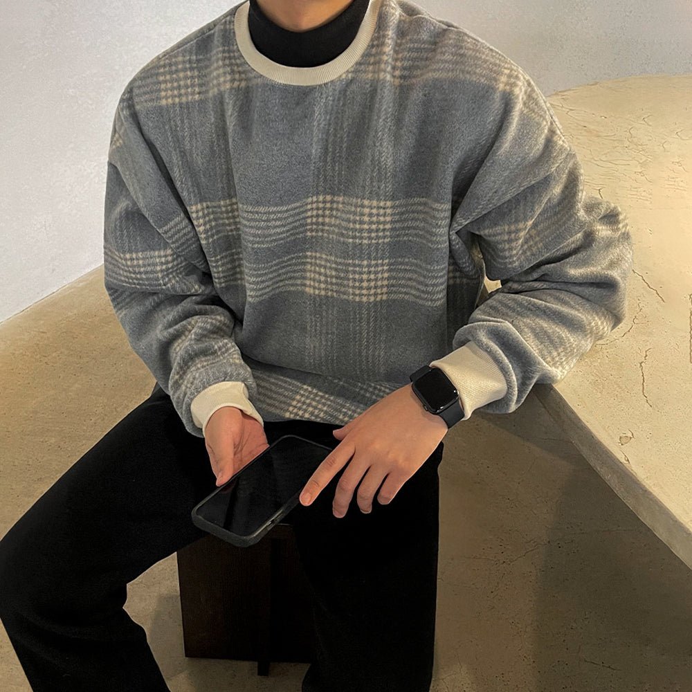 韓国ファッション SELCA-Check -sweat T -shirt-mselca2023aw153-02