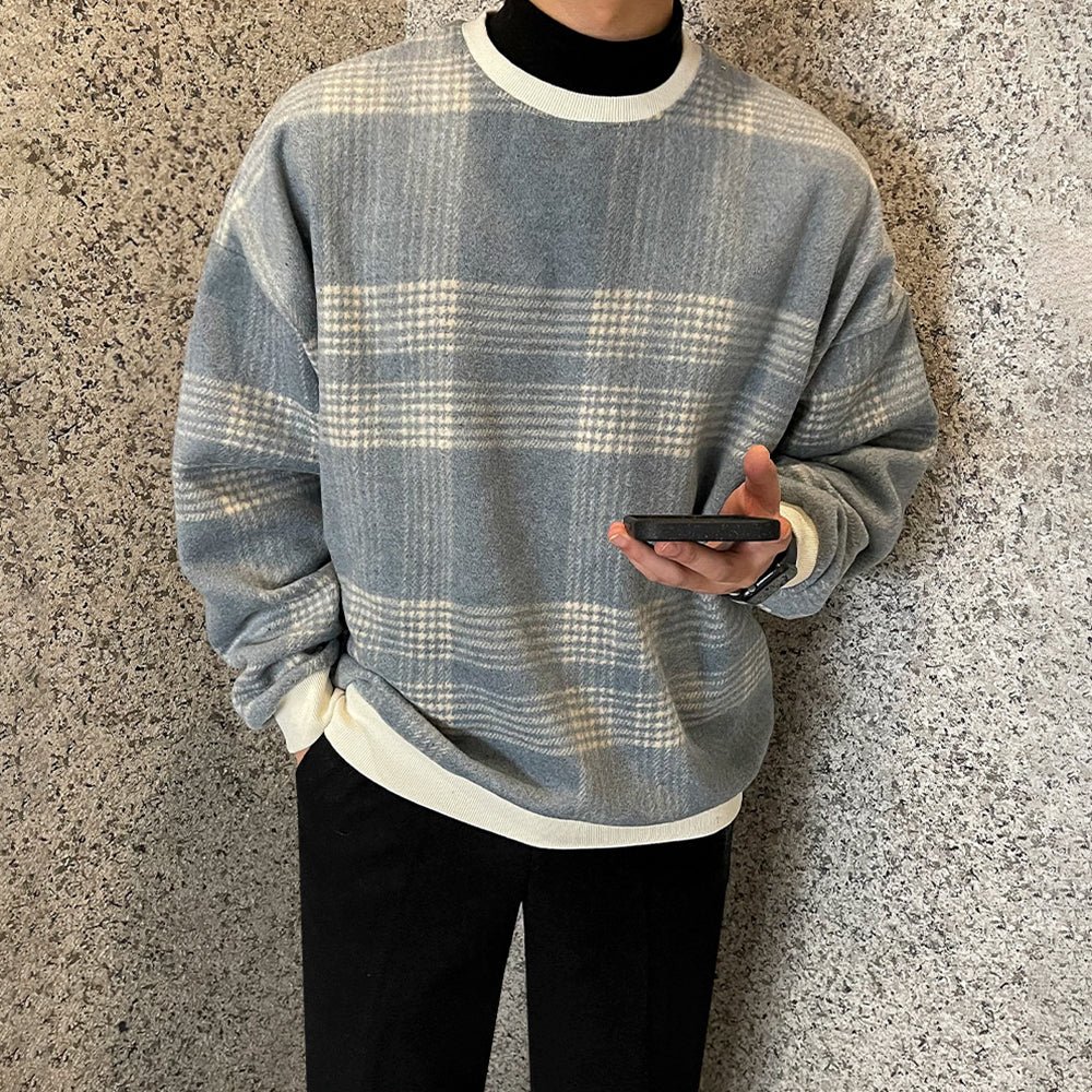 韓国ファッション SELCA-Check -sweat T -shirt-mselca2023aw153-03