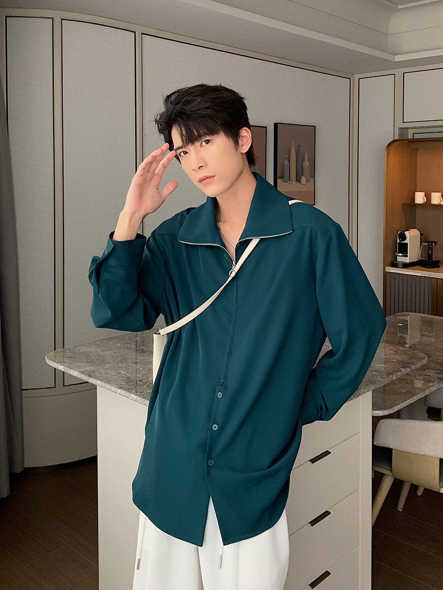 韓国ファッション SELCA-Collar zipper shirt-mselca2023aw179-07