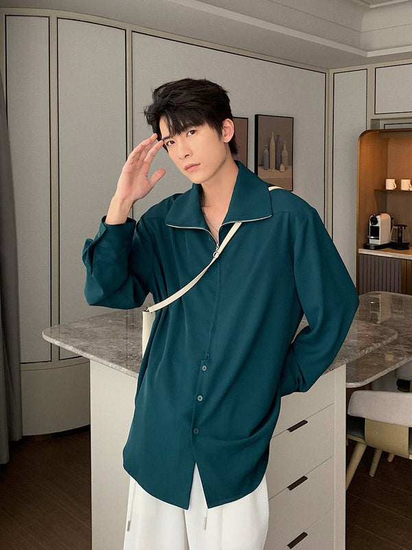 韓国ファッション SELCA-Collar zipper shirt-mselca2023aw179-07