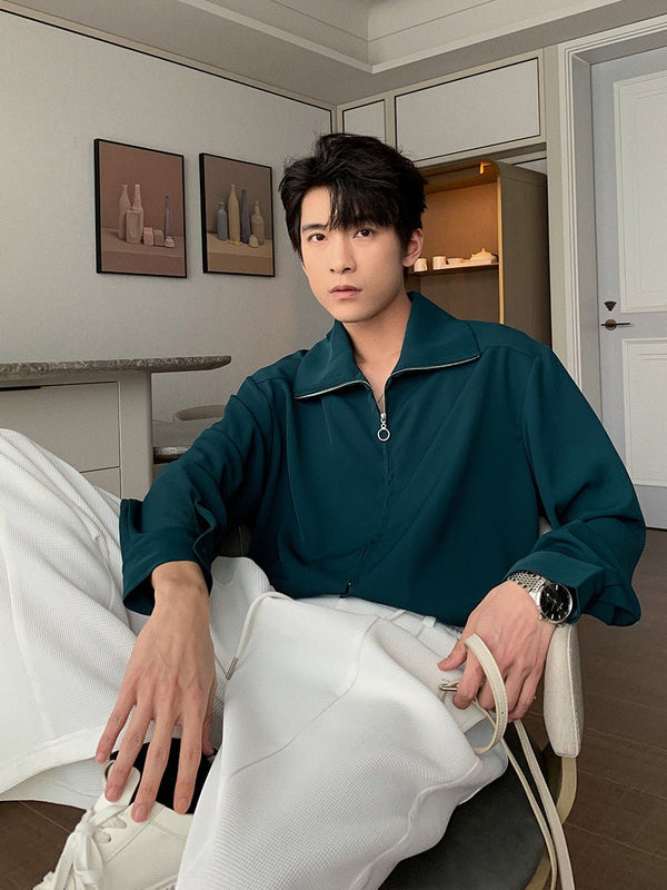 韓国ファッション SELCA-Collar zipper shirt-mselca2023aw179-02