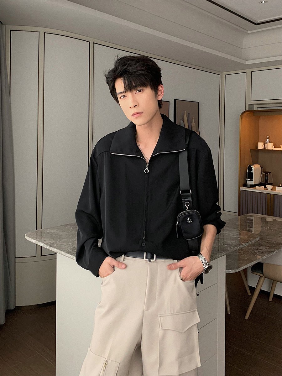 韓国ファッション SELCA-Collar zipper shirt-mselca2023aw179-03