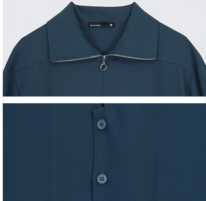 韓国ファッション SELCA-Collar zipper shirt-mselca2023aw179-09