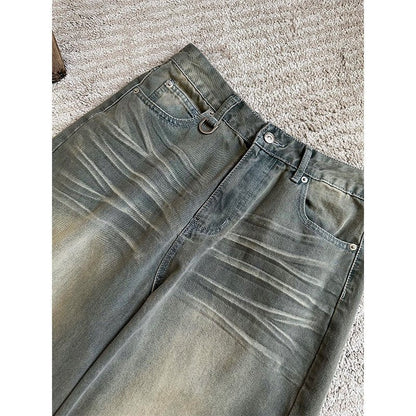 韓国ファッション SELCA-American Retro Wide Denim Pants-mselca2023aw17-06