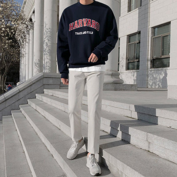 韓国ファッション SELCA-College logo print sweatshirt-mselca2023aw182-02