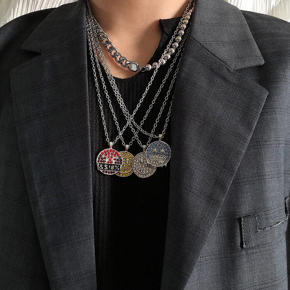 韓国ファッション SELCA-Colorful Zircon Smiley Necklace-mselca2023aw194-010