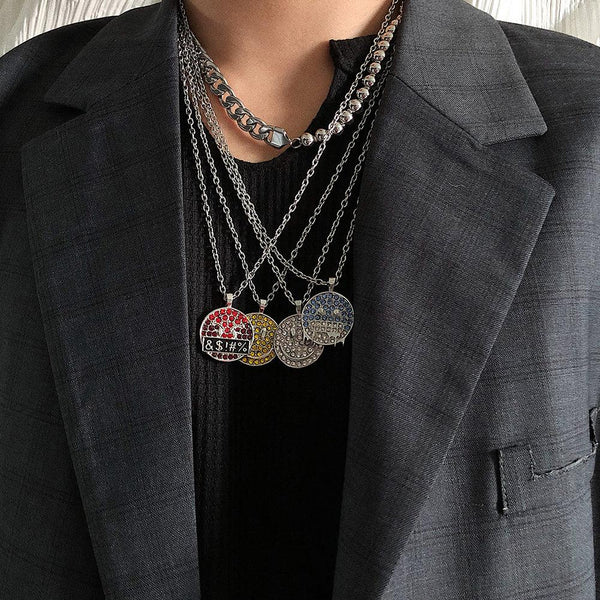 韓国ファッション SELCA-Colorful Zircon Smiley Necklace-mselca2023aw194-010