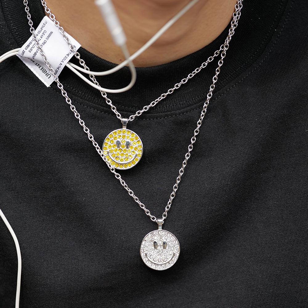 韓国ファッション SELCA-Colorful Zircon Smiley Necklace-mselca2023aw194-01
