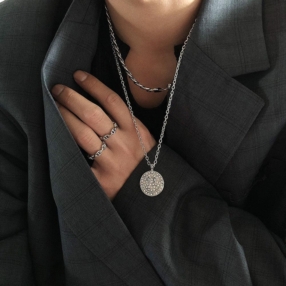 韓国ファッション SELCA-Colorful Zircon Smiley Necklace-mselca2023aw194-03