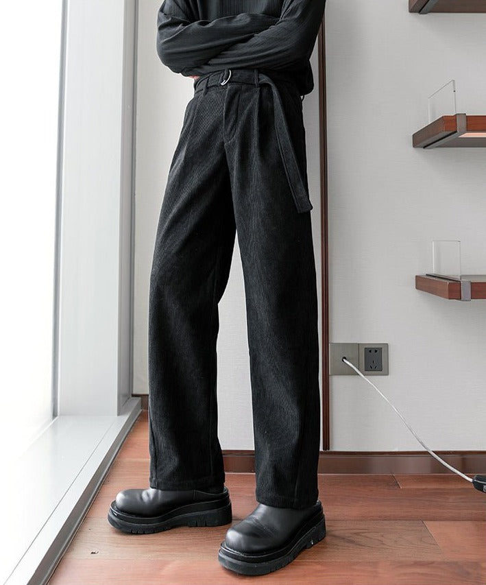 韓国ファッション SELCA-Corduroy Straight Belt Slacks-mselca2023aw204-06