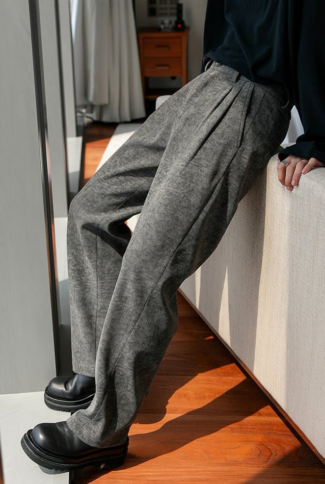 韓国ファッション SELCA-Corduroy straight slacks-mselca2023aw206-06