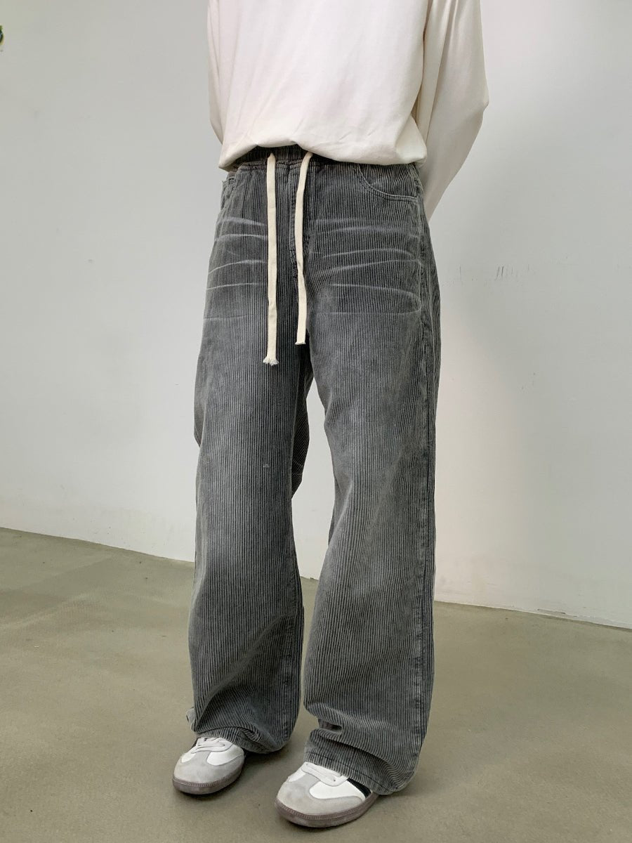 韓国ファッション SELCA-Corduroy waist rubber denim pants-mselca2023aw208-07