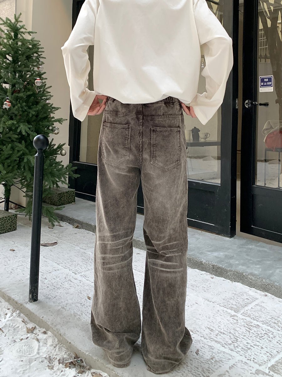 韓国ファッション SELCA-Corduroy waist rubber denim pants-mselca2023aw208-04