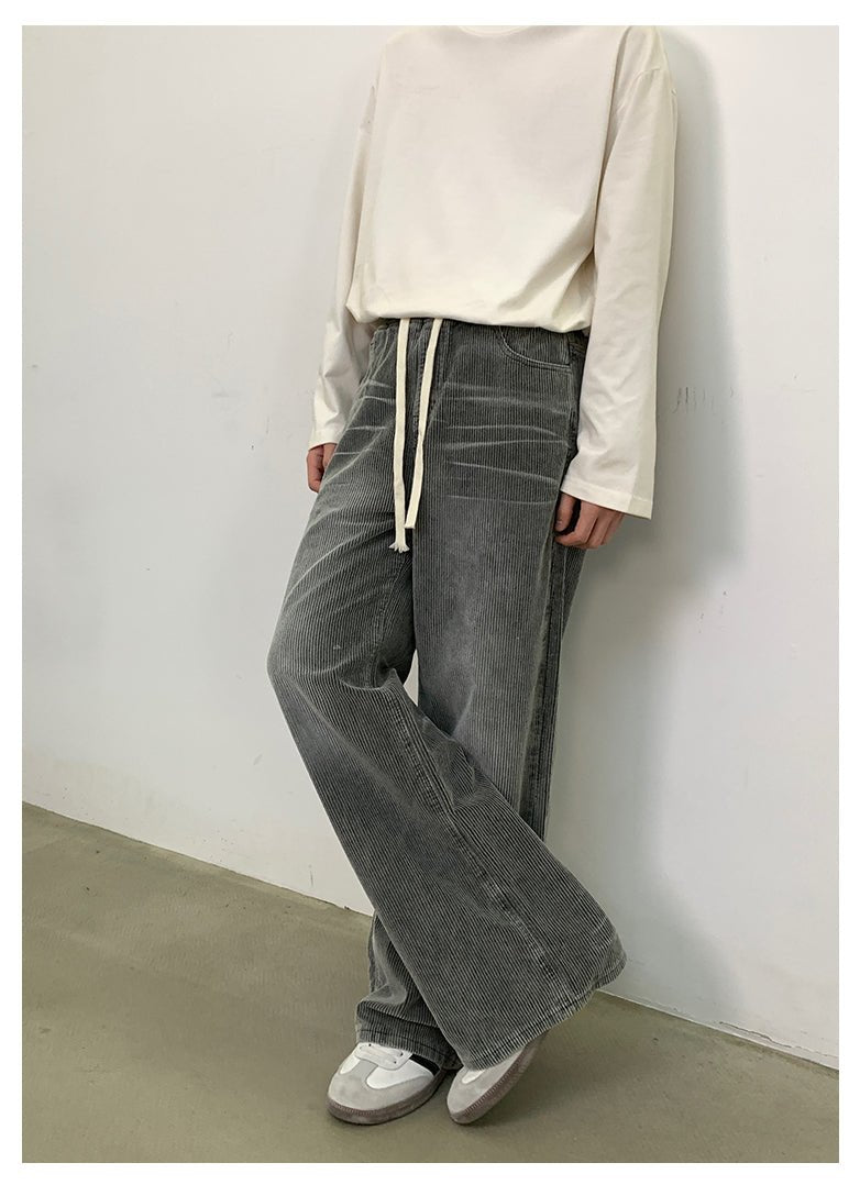 韓国ファッション SELCA-Corduroy waist rubber denim pants-mselca2023aw208-05