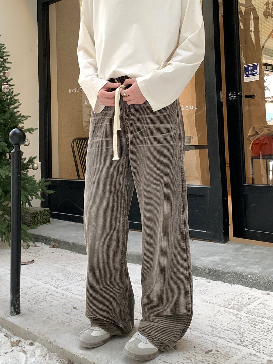 韓国ファッション SELCA-Corduroy waist rubber denim pants-mselca2023aw208-02