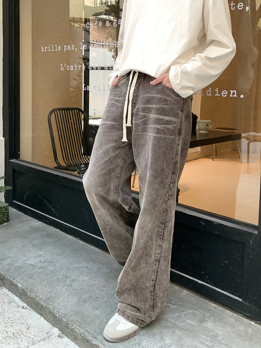 韓国ファッション SELCA-Corduroy waist rubber denim pants-mselca2023aw208-06