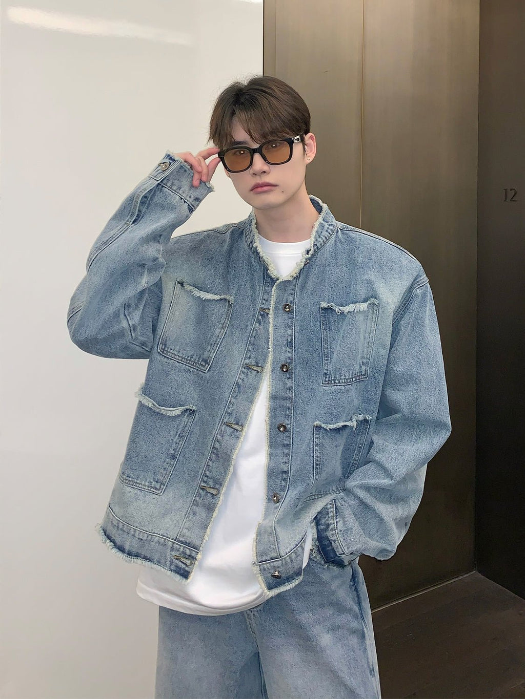 韓国ファッション SELCA-Damage denim setup-mselca2023aw217-09