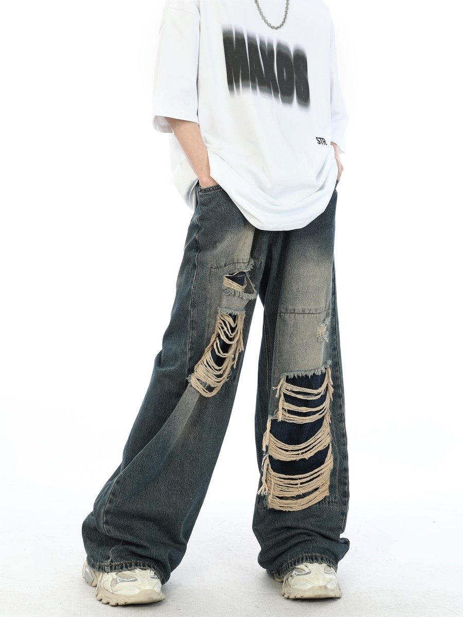 韓国ファッション SELCA-Damage wide denim pants-mselca2023aw221-010