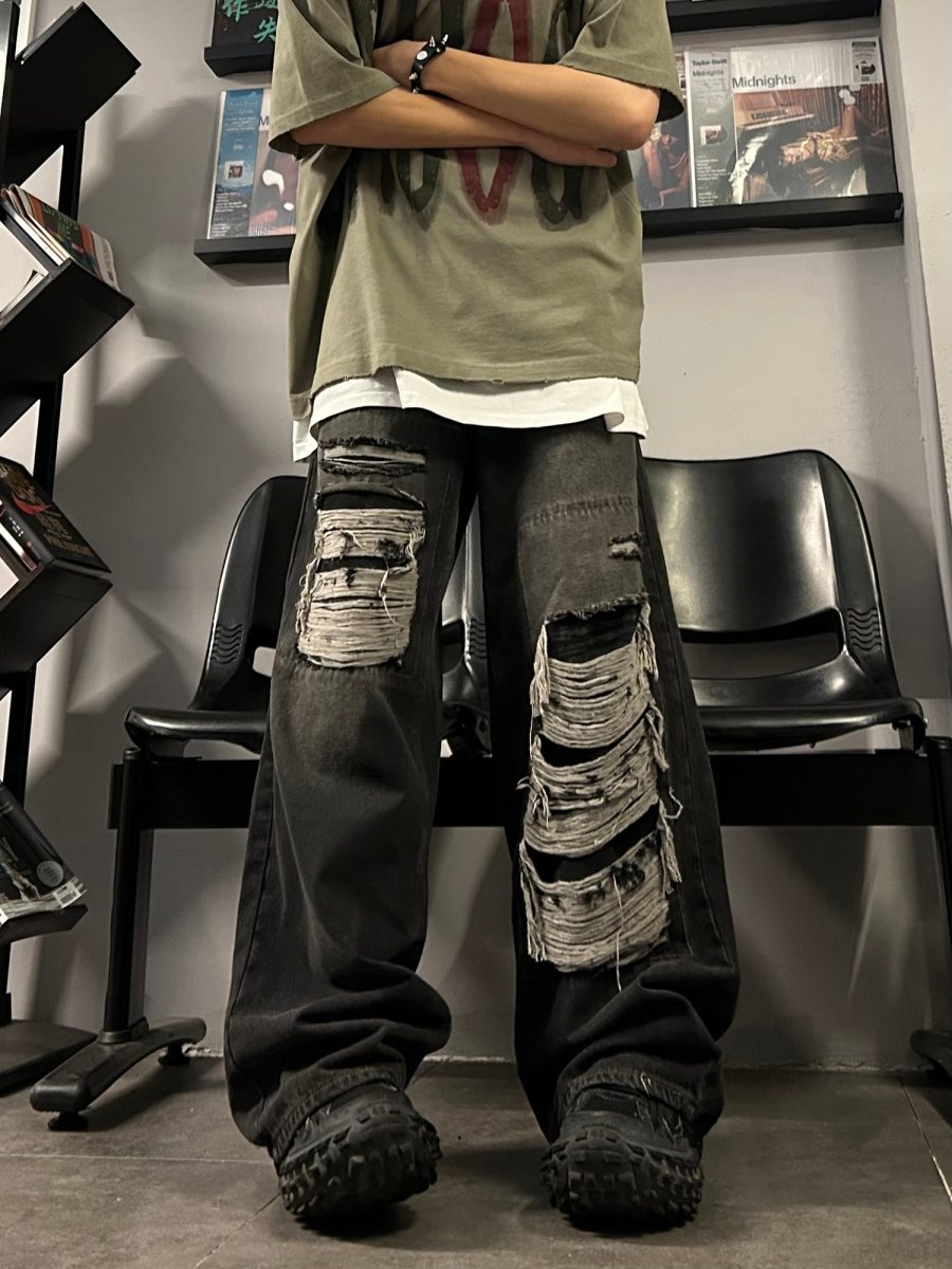 韓国ファッション SELCA-Damage wide denim pants-mselca2023aw221-02