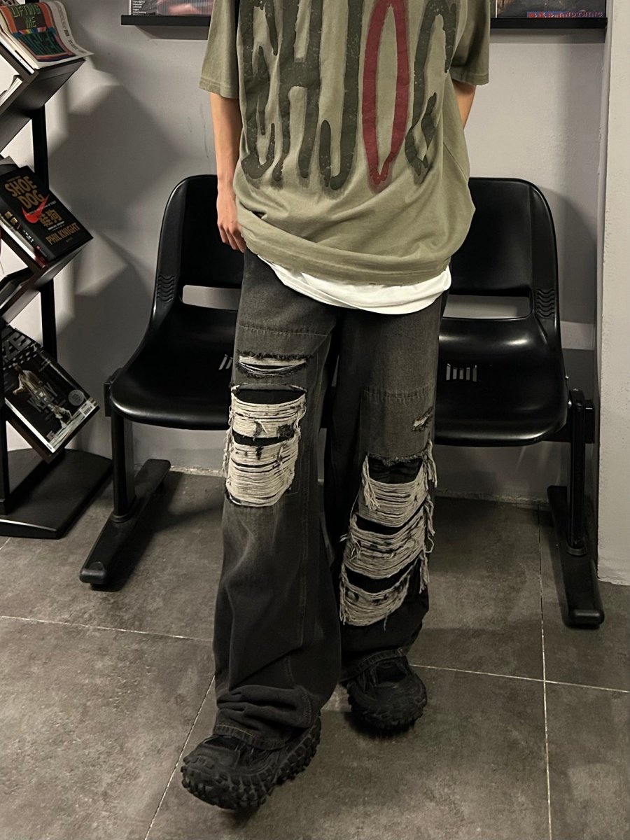 韓国ファッション SELCA-Damage wide denim pants-mselca2023aw221-03