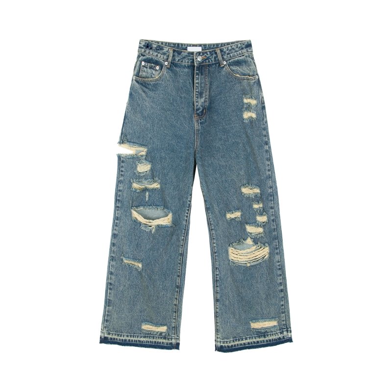 韓国ファッション SELCA-Damage wide denim pants-mselca2023aw221-09