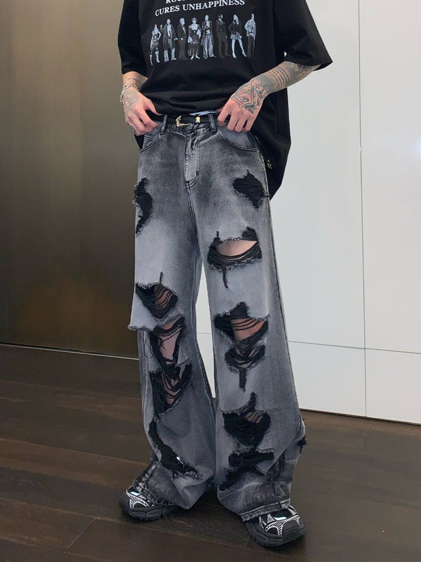 韓国ファッション SELCA-Damage Wide Jeans-mselca2023aw223-07