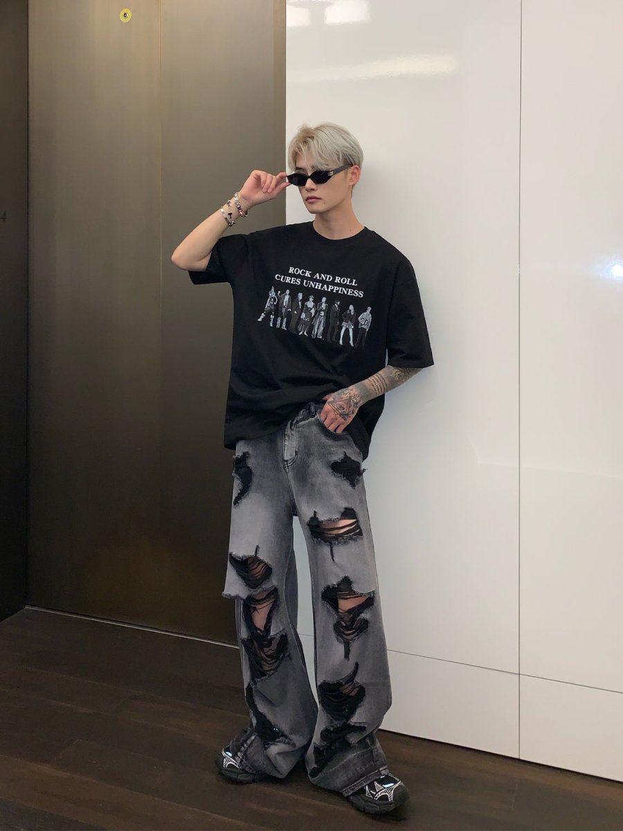 韓国ファッション SELCA-Damage Wide Jeans-mselca2023aw223-04
