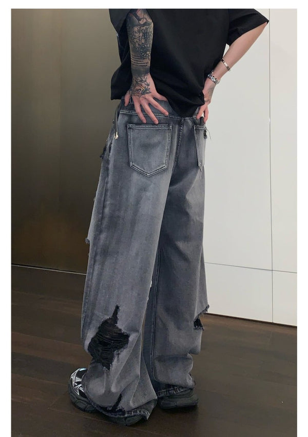 韓国ファッション SELCA-Damage Wide Jeans-mselca2023aw223-06