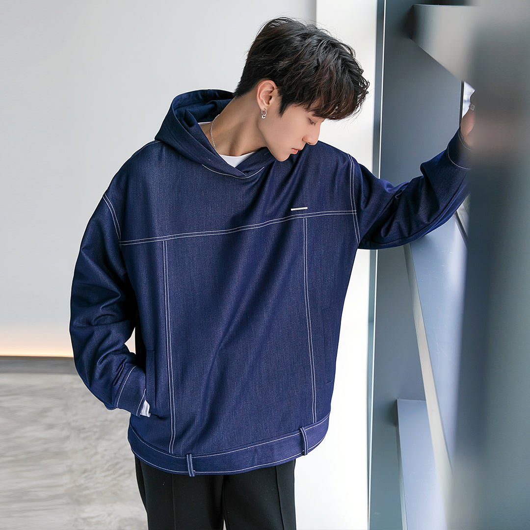 韓国ファッション SELCA-Denim long -sleeved hoodie-mselca2023aw232-04