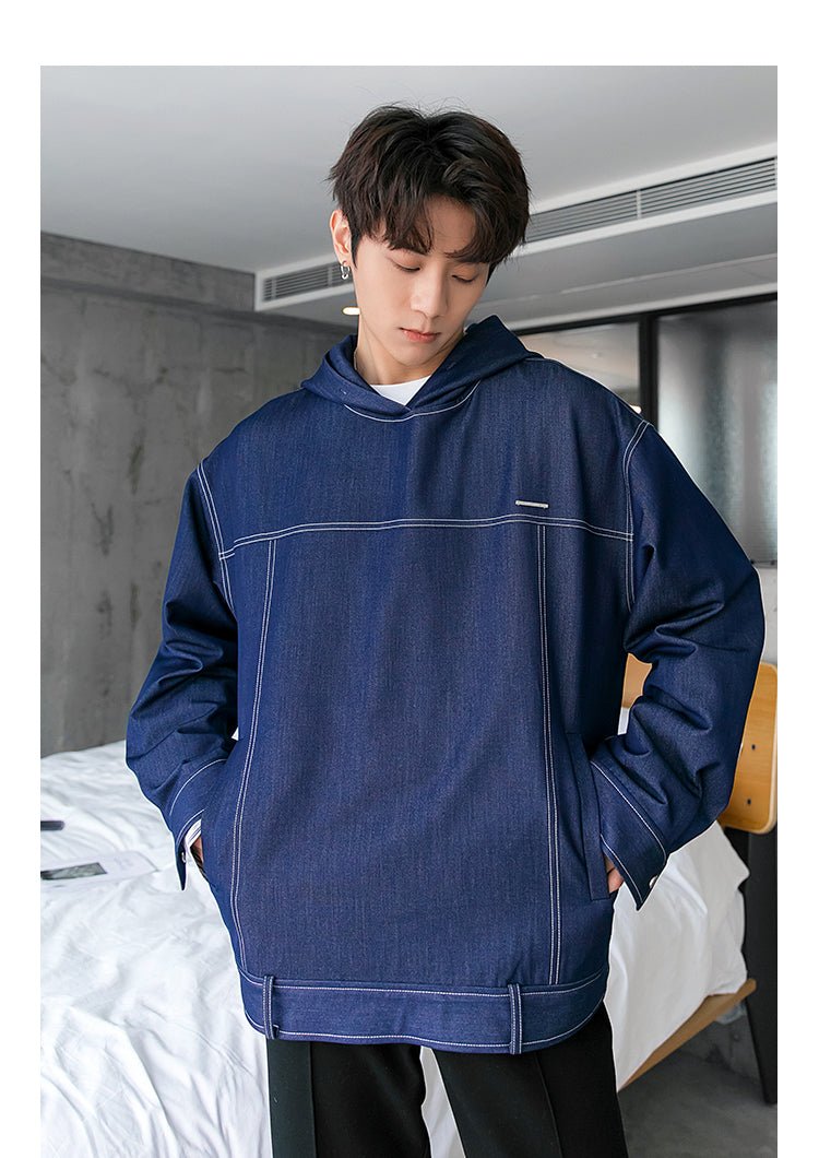 韓国ファッション SELCA-Denim long -sleeved hoodie-mselca2023aw232-06