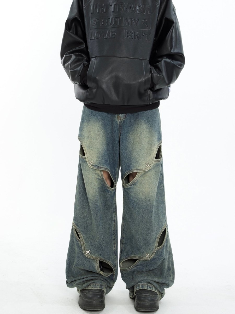 韓国ファッション SELCA-Design Loose Wide Denim Pants-mselca2023aw257-06