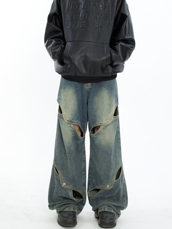 韓国ファッション SELCA-Design Loose Wide Denim Pants-mselca2023aw257-06