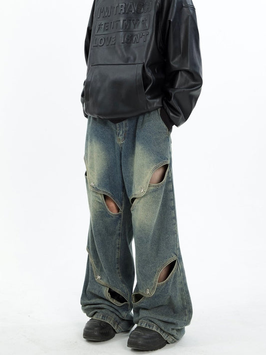 韓国ファッション SELCA-Design Loose Wide Denim Pants-mselca2023aw257-01
