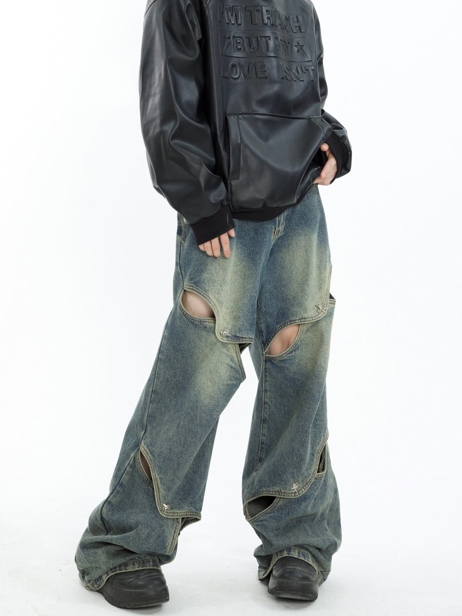 韓国ファッション SELCA-Design Loose Wide Denim Pants-mselca2023aw257-02
