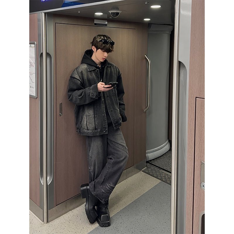 韓国ファッション SELCA-Design Straight Wide Denim Pants-mselca2023aw265-04