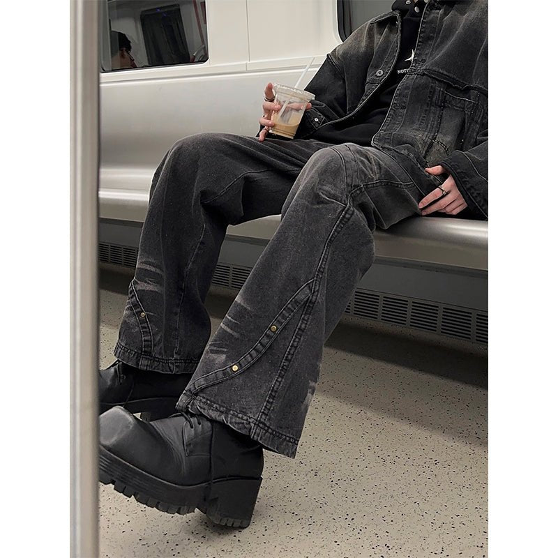 韓国ファッション SELCA-Design Straight Wide Denim Pants-mselca2023aw265-05