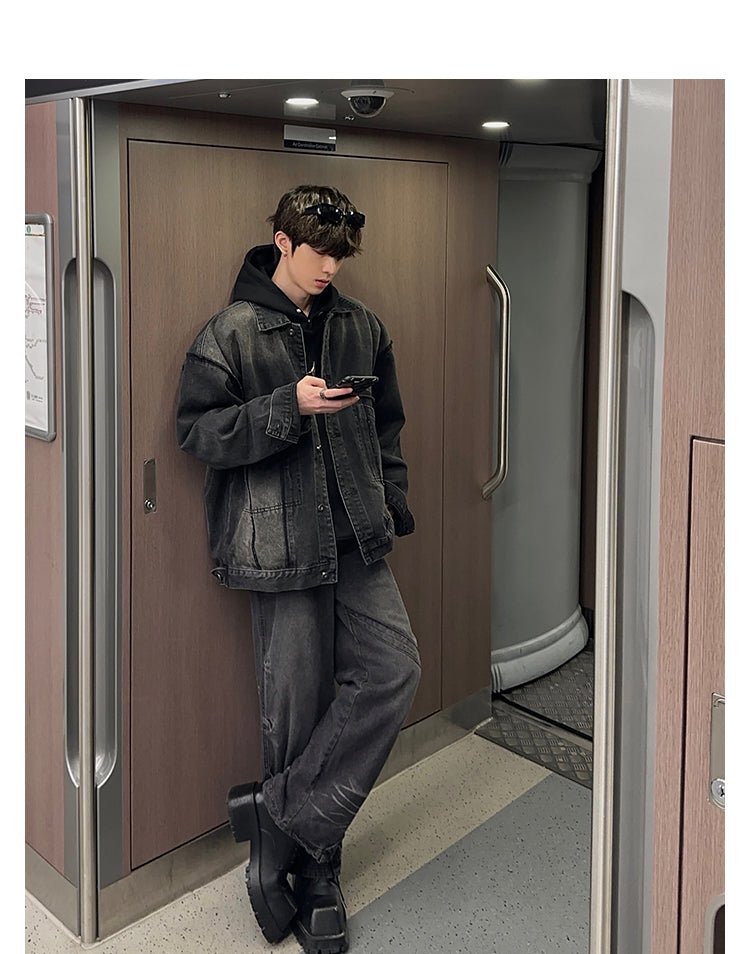 韓国ファッション SELCA-Design Straight Wide Denim Pants-mselca2023aw265-07