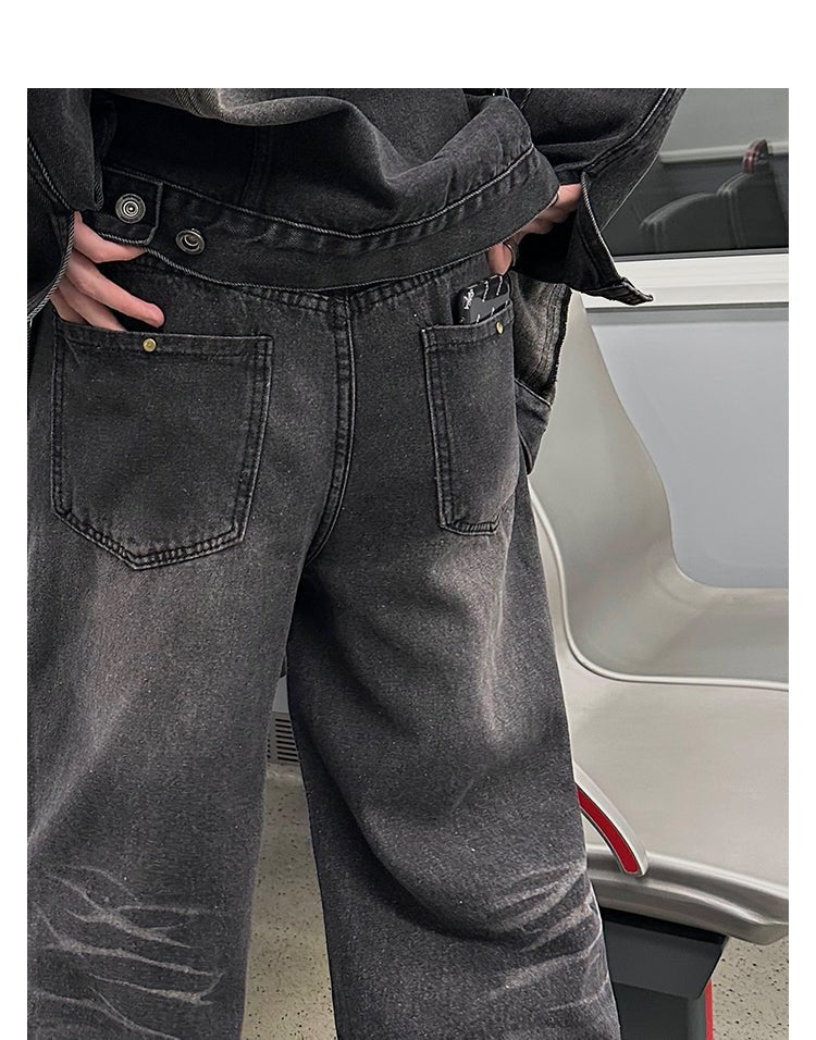 韓国ファッション SELCA-Design Straight Wide Denim Pants-mselca2023aw265-09