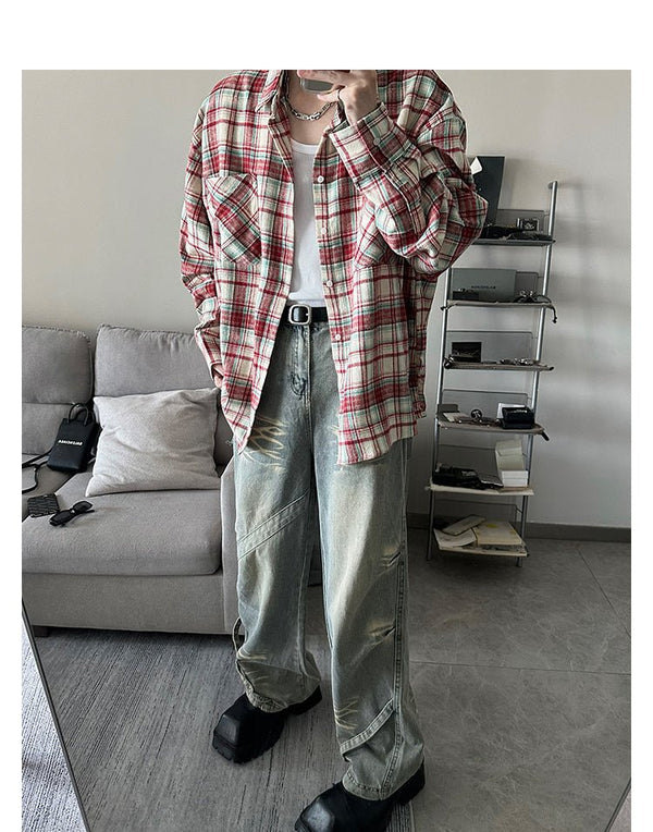 韓国ファッション SELCA-Design Straight Wide Denim Pants-mselca2023aw265-010