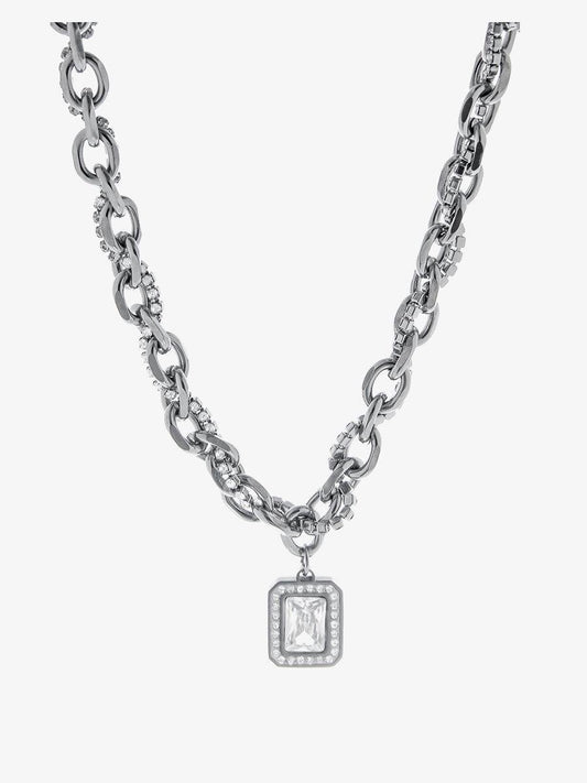 韓国ファッション SELCA-Double Layered Necklace Diamond-Encrusted Clavicle Chain-mselca2023aw283-01