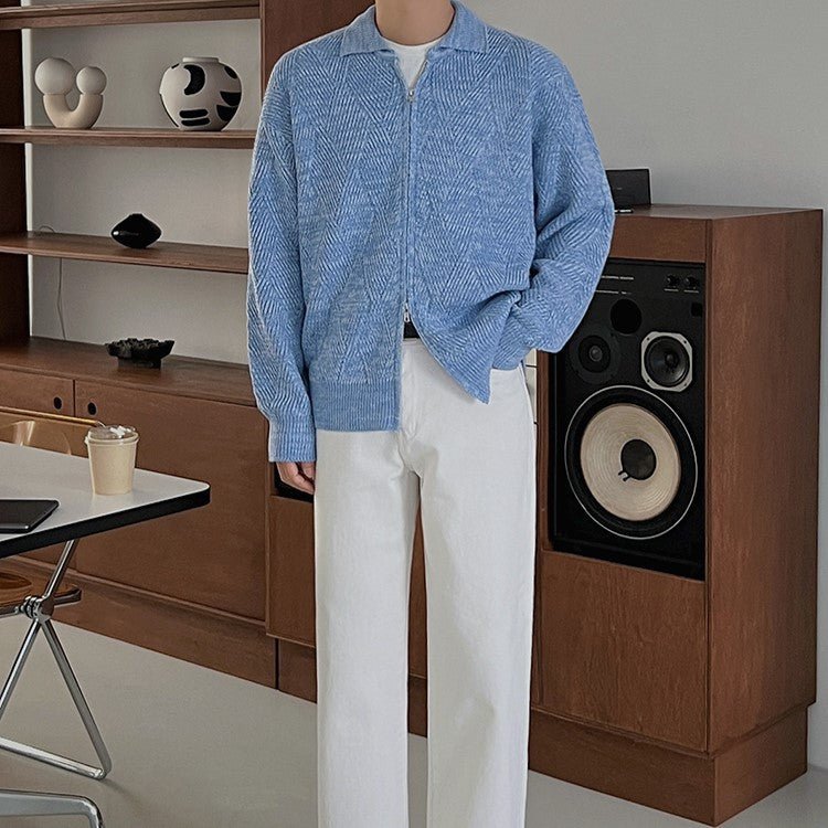 韓国ファッション SELCA-Double zipper knit polo shirt-mselca2023aw290-03