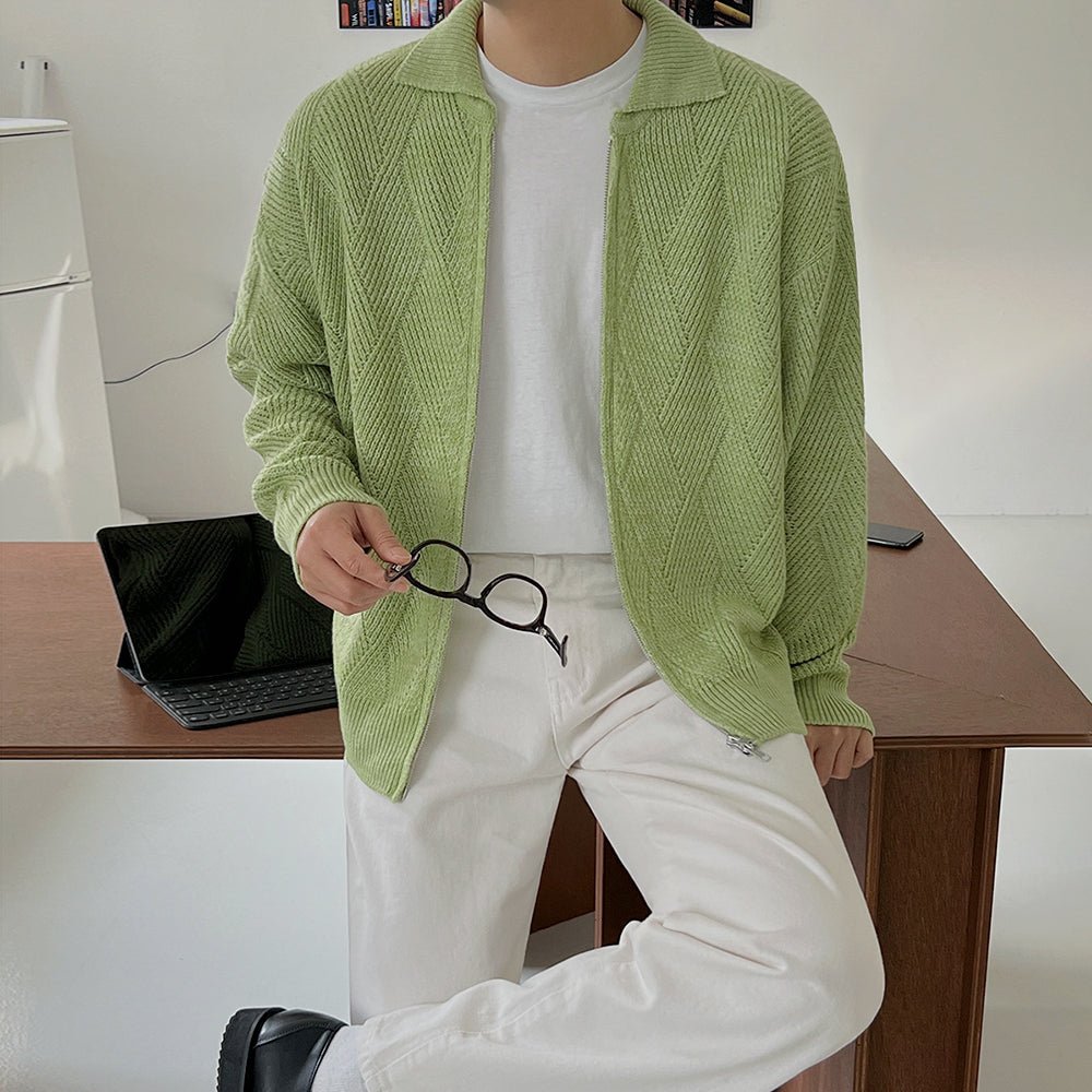 韓国ファッション SELCA-Double zipper knit polo shirt-mselca2023aw290-04