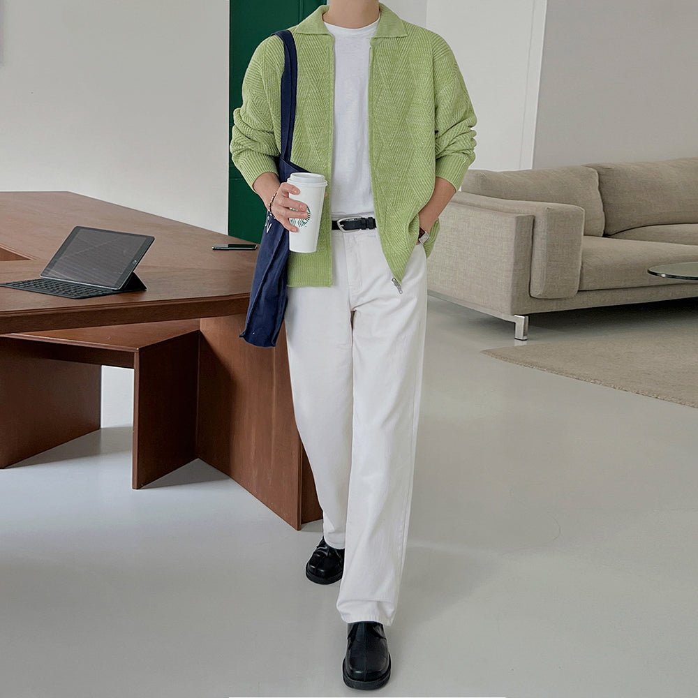 韓国ファッション SELCA-Double zipper knit polo shirt-mselca2023aw290-02