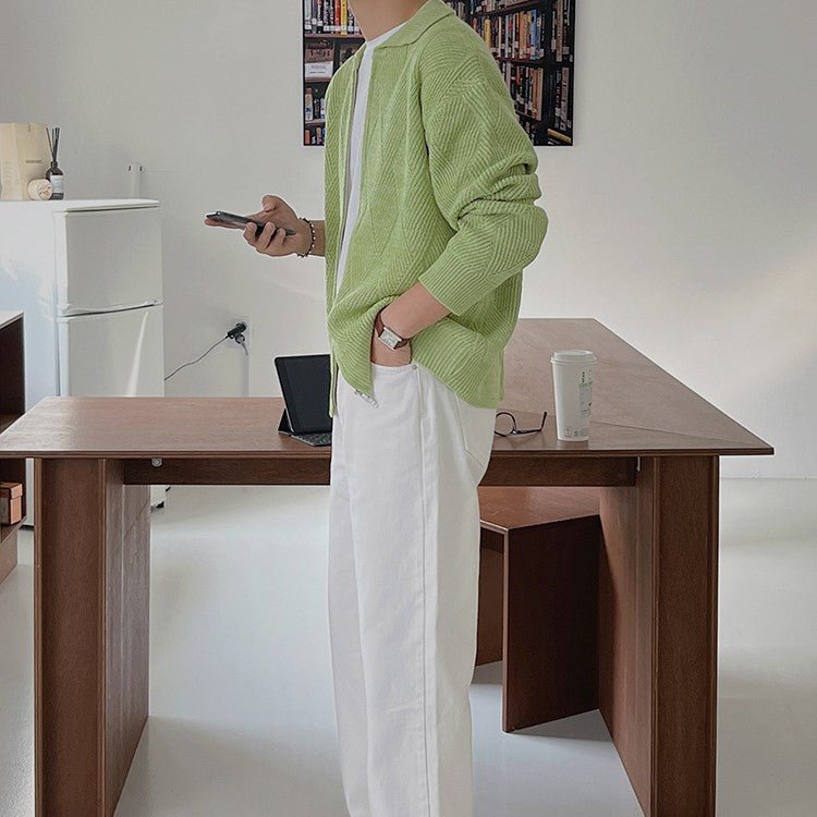 韓国ファッション SELCA-Double zipper knit polo shirt-mselca2023aw290-05