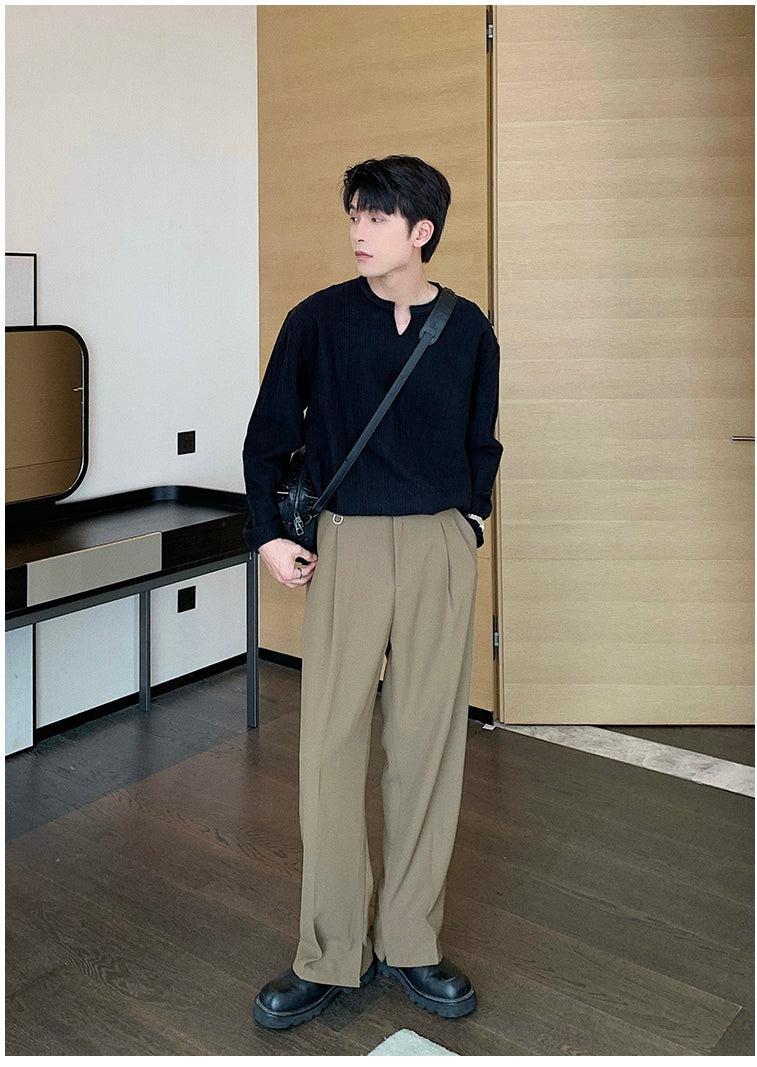 韓国ファッション SELCA-Drape wide-leg Straight-mselca2023aw293-07